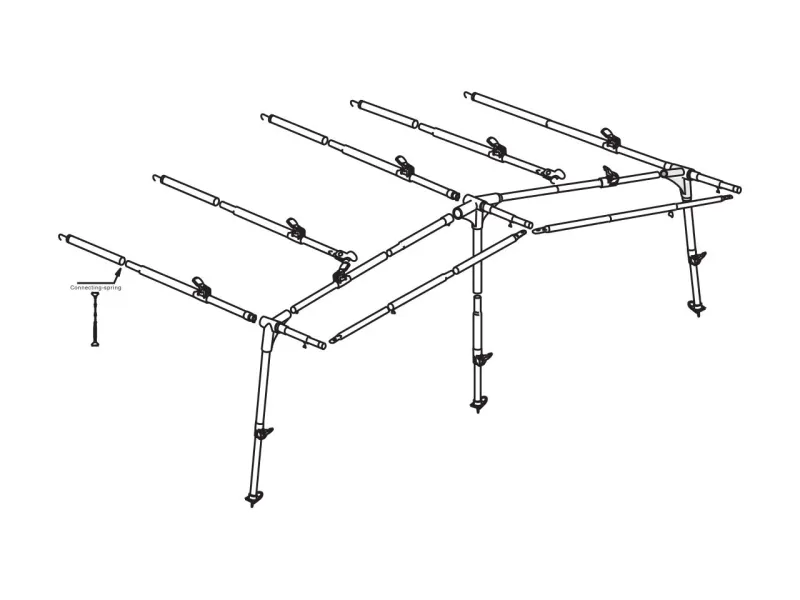 Plan d'armatures acier Prenox à crochets diamètre 25 mm pour auvent de caravane Clairval