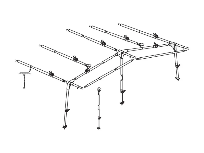Plan d'armatures acier Prenox à crochets diamètre 28 mm de l'auvent de caravane Clairval