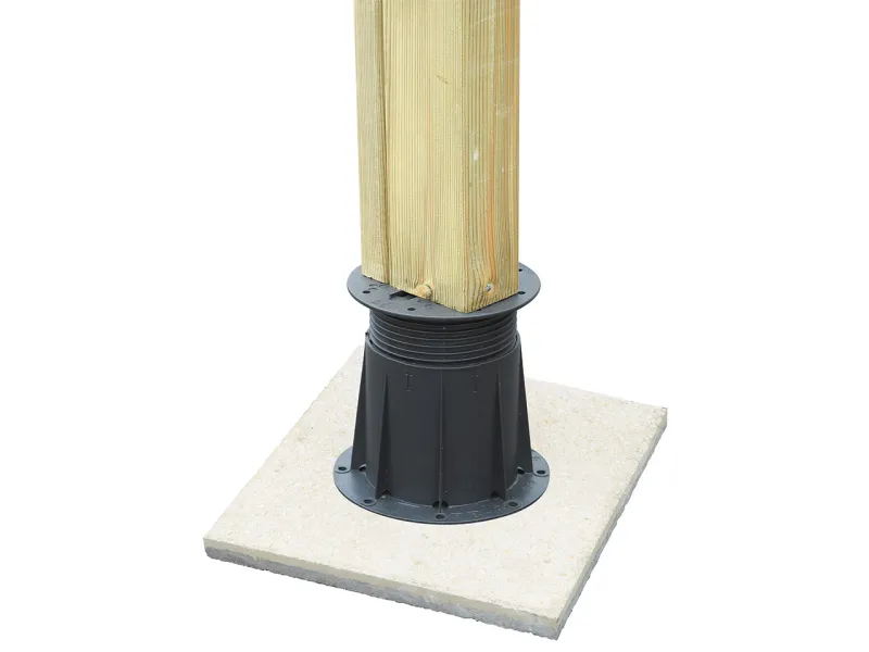 Plot de calage PVC réglable en hauteur, diamètre de 20 cm pour un différentiel de 145 à 245 mm pour ajustement terrasse Clairval