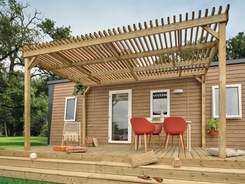 Terrasse IBIZA 6,85x3,45 m avec option pergola bois Brise soleil Clairval 