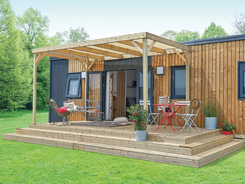 Terrasse PALMA 6,50x3,10 m avec option pergola toit plat 4,5 m Clairval