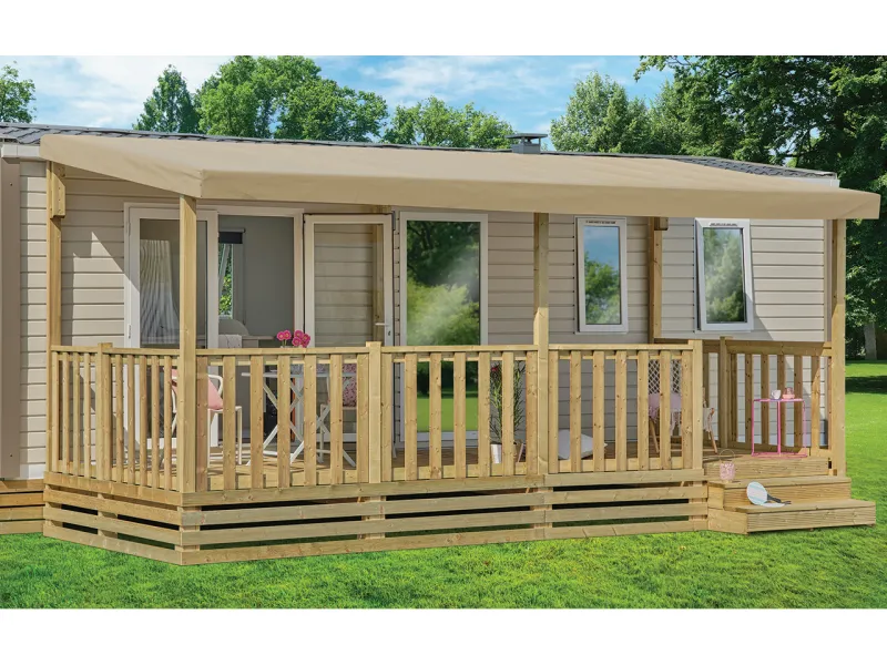 Terrasse BOIS gamme classique Select 6m rambarde Casa Couverture 6m