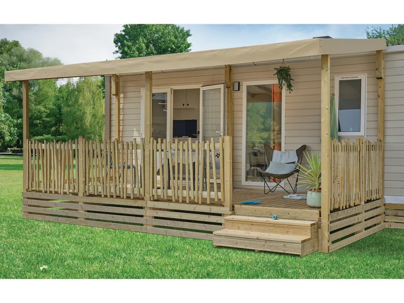 Terrasse BOIS gamme classique Select 6m rambarde Oyat Couverture 6m