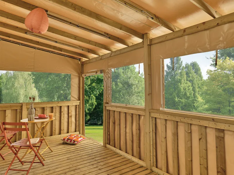 terrasse bois gamme classique Select vue intérieure avec toiles