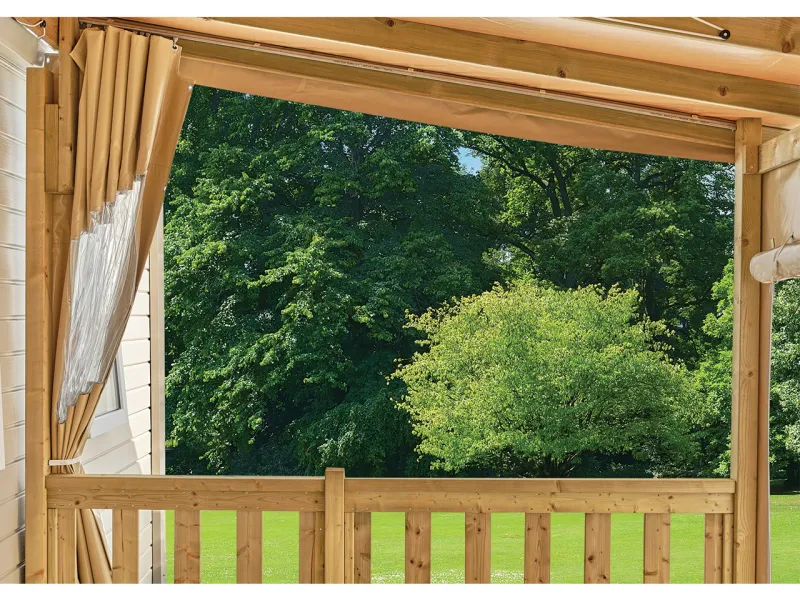 système coulissant ouvert sur terrasse avec toile