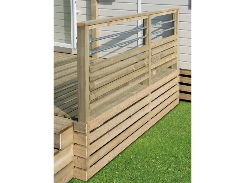 Rambarde terrasse bois pour mobil-home all inclusive de la gamme classique Clairval