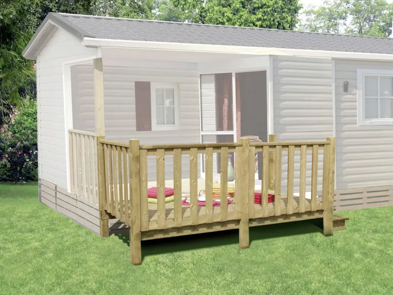 extension Terrasse bois pour mobil-home 3,00x1,50 m non couverte Clairval