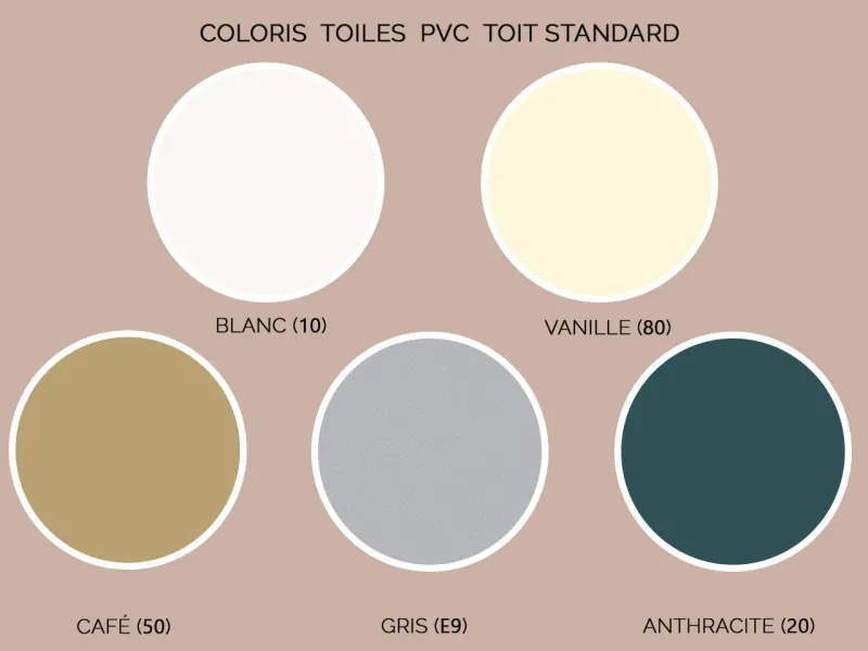 Coloris toiles PVC Toit Standard