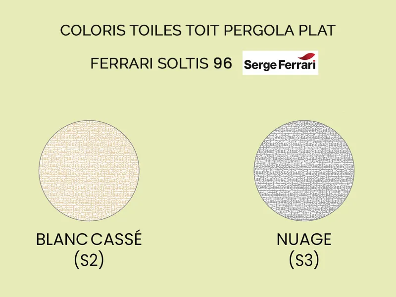 Coloris des toiles pour pergola bois toit PLAT