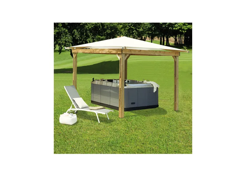 Kiosque 3m10 x 3m20 toit coloris blanc Clairval Catalogue Accessoires Terrasses 2020