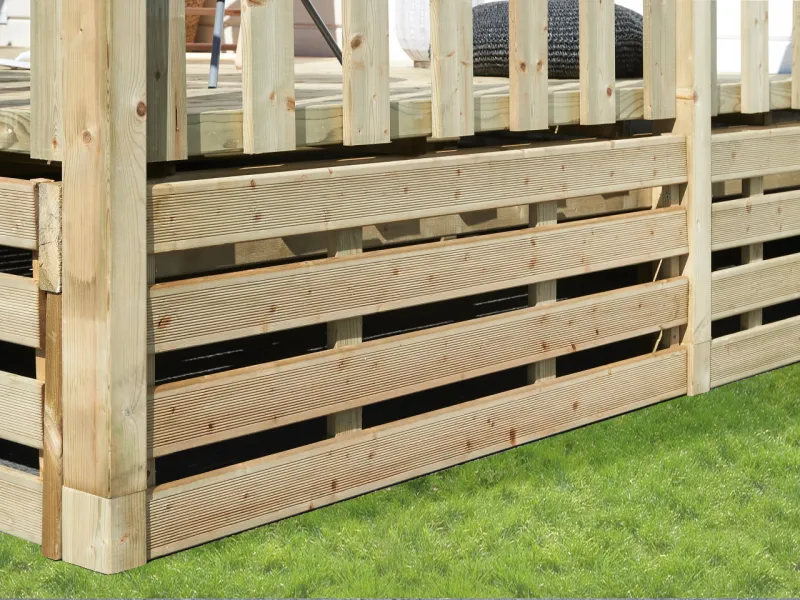 Soubassement bois  longueur 3,28m en kit Clairval pour terrasses sur 4 lattes en hauteur 