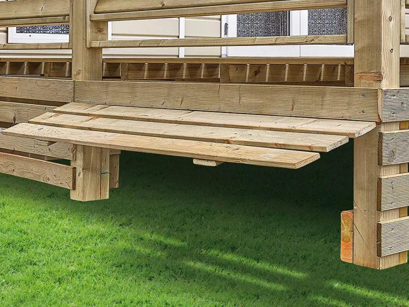 Soubassement bois en kit Clairval pour terrasse avec module relevable longueur 1,47 m
