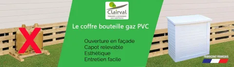 nouveauté Clairval, le coffre gaz pvc blanc mobil home