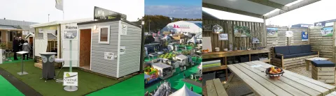 Les nouveautés de la saison 2021 présentées au stand Clairval Atlantica: abris de jardin, mobilier extérieur terrasse mobil_home, toile de toit, pare-vue lattes bois et service personnalisation terrasse 