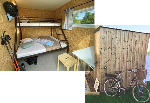 équipements intérieurs de l'escapade, cabane lodge Clairval équipé branchement pour vélo électrique
